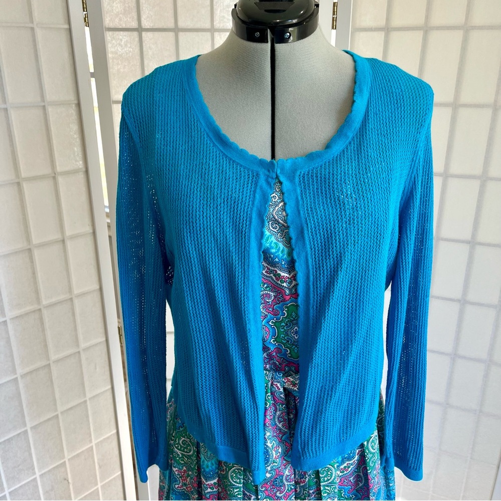 Talbots Blue Knit Cardigan, 3/4 sleeve - NWOT
